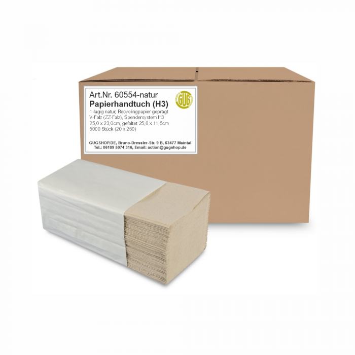 Papierhandtuch Natur V/ZZ-Falz Recycling 1-lagig 25,0 x 23,0cm (H3)